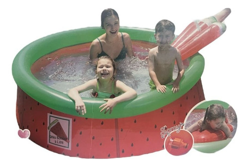 Sunclub Pileta Inflable Sandia 3d Color Verde Y Rojo