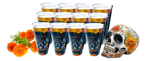 Veladora Limonero Diseño Catrín, Día De Muertos - 12 Pzas