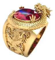 Comprar Anillo Dragón Dorado Con Piedra De Zircon Amuleto Feng Shui