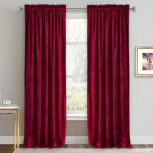 Ryb Home Cortinas Extralargas De Terciopelo Rojo Para Sala D