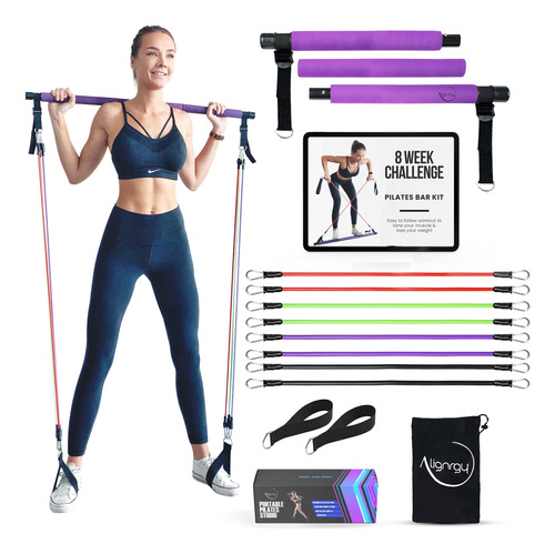 Kit De Barra De Pilates Porttil Con Bandas De Resistencia (2