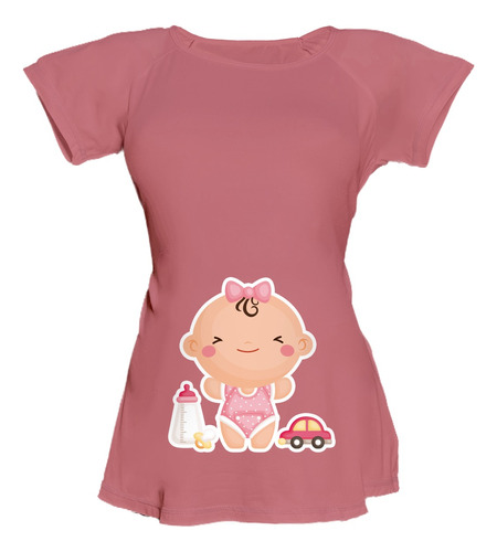 Blusa Para Embarazo Ranglan - Bebita Con Carrito Y Biberón