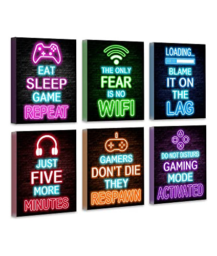 Póster Neon Gamer Para Decorar Habitación De Juegos
