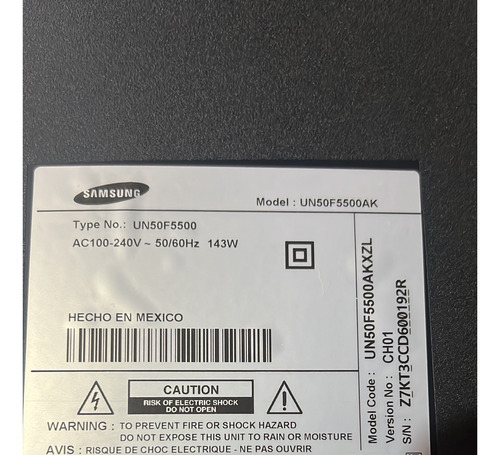 Tv Led Samsung 50 Pulgadas Un50f5500 Para Repuesto Pantalla