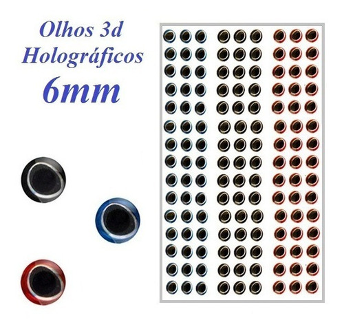 Olhos Holográficos Para Iscas - 6mm Kit Com 90 Unidades