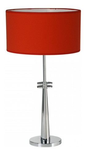 Lampara De Mesa Velador Moderno Led Living Dormitorio Lds Estructura Cromada Pantalla Rojo