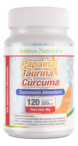 Prob. Estomacales? Papaína, Taurina Y Cúrcuma 120 Cap 300 Mg