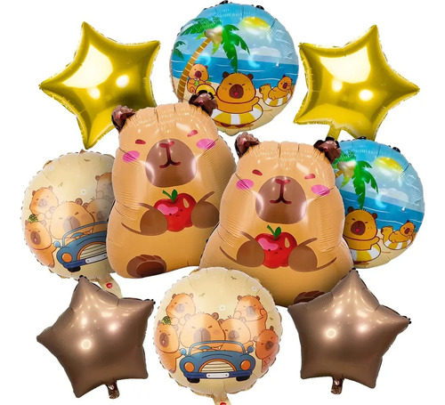 GOROFIT Kit 10pz Globos Capibara Decoración Feliz Cumpleaños Fiesta