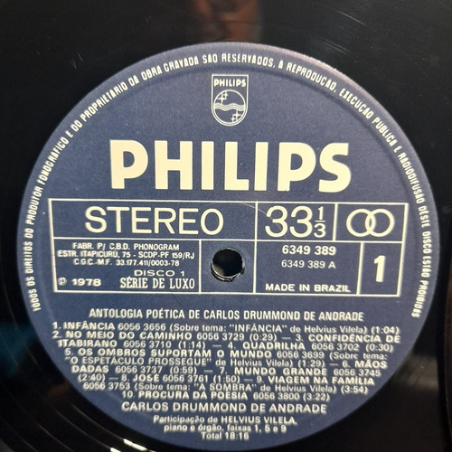 Imagem 7 de 10 de Vinil Lp Antologia Poética Carlos Drummond De Andrade Ótimo