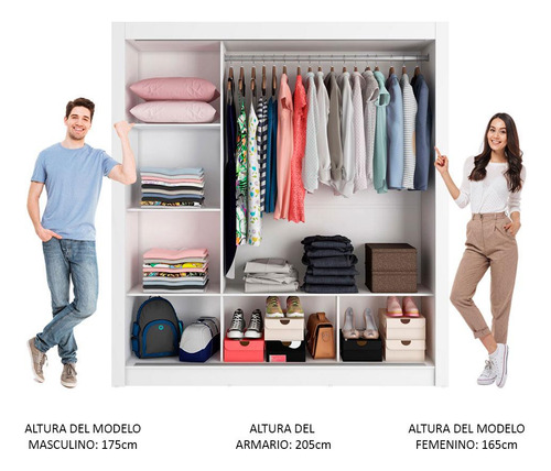 Ropero Closet Madesa Monaco 3 Puertas 2 Espejos B/m