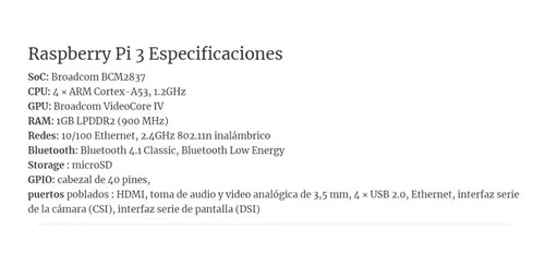 Raspberry Pi 3 Modelo B+ Plus Mini Computador