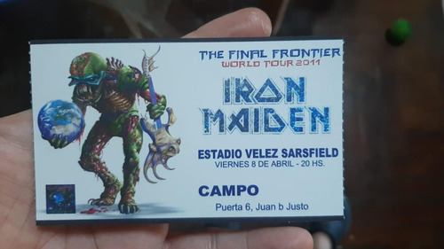 Iron Maiden - Tickets Souvenir Maiden Recitales En Argentina