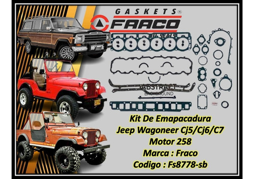 Kit De Empacaduras Jeep Cj5 Cj7 Wagoneer Motor 258