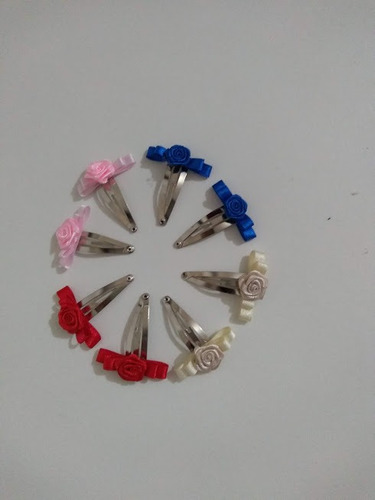 Par De Hebillas Tic Tac Moño Y Flor Varios Colores Bebe Nena