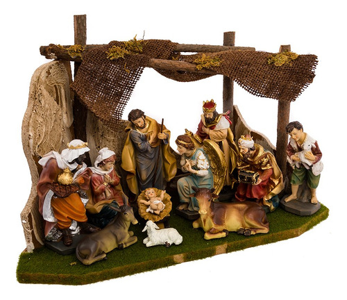 Kurt Adler Nativity Set Con 11 Figuras Y Establo