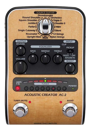 Pedal P/guitarra Acústica Zoom Ac2 Preamp Tuner Xlr Usb