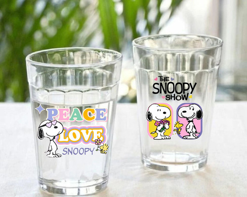 Jogo 3 Copos Americanos Personalizado Snoopy Peanuts Fofo Cor Transparente