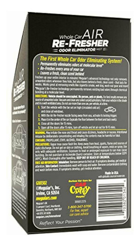 Meguiar's Oficial Air Re-fresher Eliminador De Olores Black