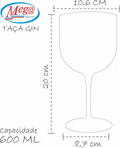 Imagem 4 de 8 de 20 Taças De Gin Personalizadas Acrilicas 600 Ml Frente/vers