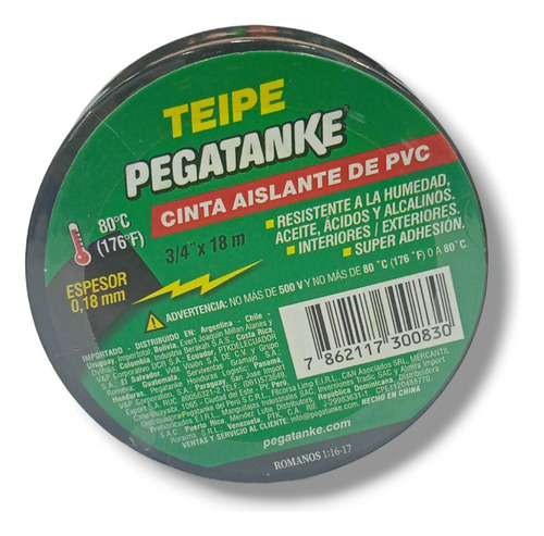 Teipe Pegatanke (negro) De 18 Metros  (3/4 )