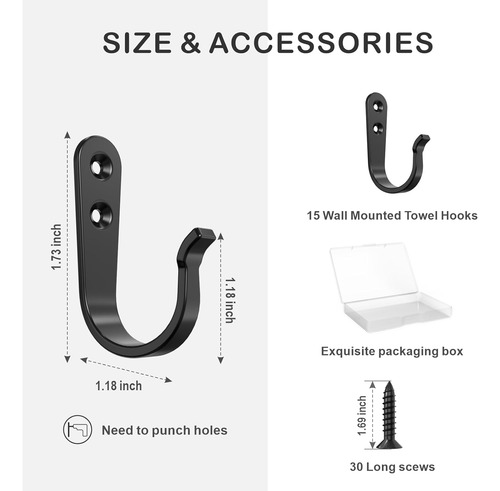 15 Ganchos De Pared Colgar Abrigos Pesados, Mochilas. G...