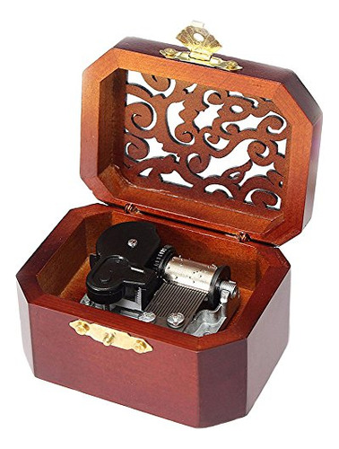 Antique Engraved Wooden Wind-up Musical Box,love Story ...