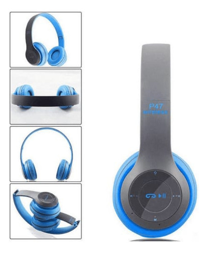 Auriculares Inalambrico Plegables Sd Manos Libres Vincha Bt Azul