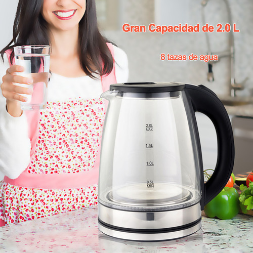 Jarra Electrica Hervidor Agua 2l Vidro Cafetera Tetera Color