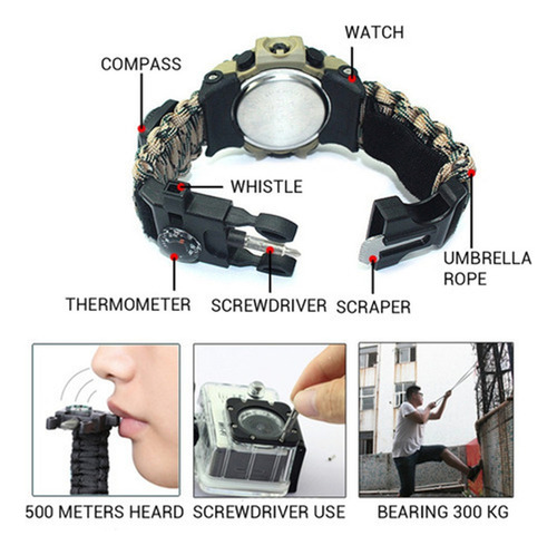 A Pulsera De Reloj De Supervivencia Multifuncional For Aca