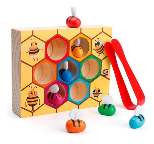 Juego Didáctico En Madera Motricidad Fina Colmena Y Abejas