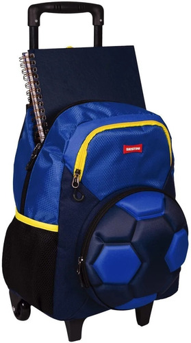 Mochila Infantil Rodinha Futebol Escolar Impermeável Sestini