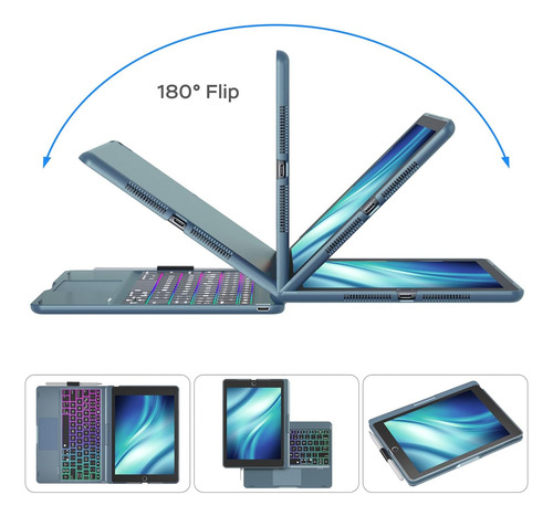 Tablet Keyboard Cases For iPad 9th Generation Nokbabo M Blue