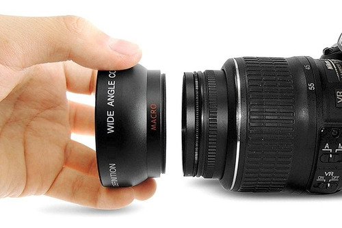 Lente Grande Angular Wide 0.45x Rosca 58mm + Macro P/ Canon Preto