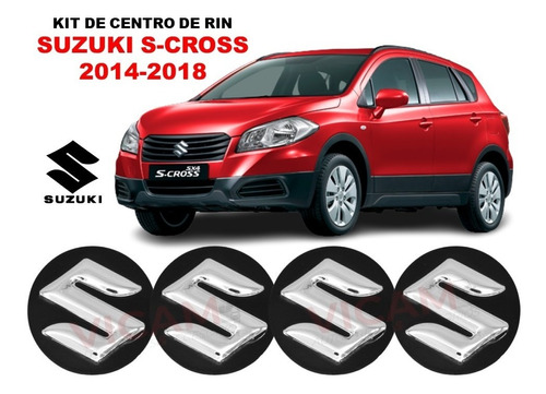 Kit 4 Centros De Rin Suzuki S-cross  14-18 Negro/crom 54 Mm