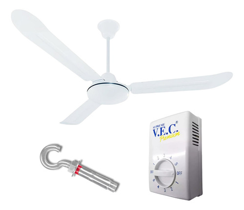 Ventilador De Techo Supreme Vec-9611.422m De Diámetro 127v Cantidad De Aspas 3 Estructura Blanco Aspas Blanco Diámetro 142 Mm Material De Las Aspas Metal