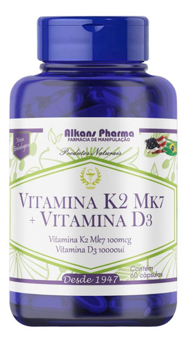 Vitamina K2mk7 100 Mcg + Vitamina D3 10.000 Ui 60 Cápsulas