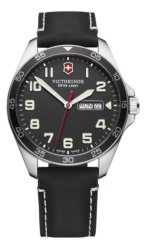 Reloj Fieldforce Correa Cuero Dial Negro Victorinox