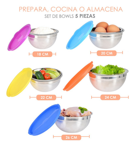 Set De Bowls De Acero Inoxidable Para Cocina Y Recipientes