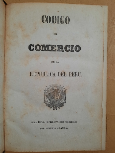Código De Comercio De La República Del Perú -eusebio Aranda 