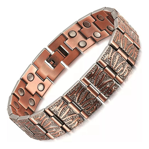 Pulsera De Terapia Magnética Cobre Puro Brazalete P/ Hombre