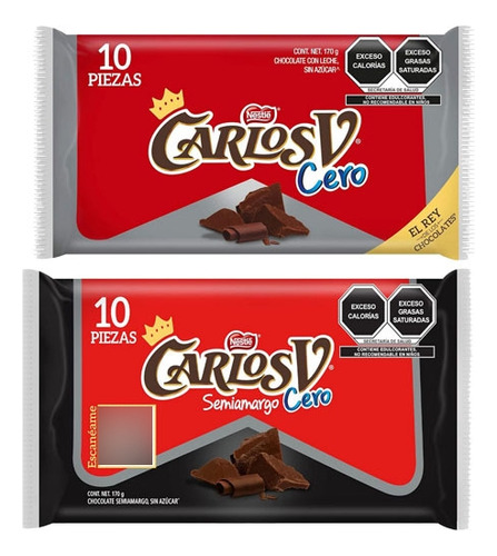 Chocolate Carlos V Cero+ Semiamargo Cero Azucar Sugar Nestle