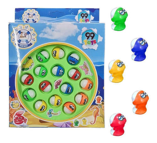 Pega Peixe Jogo Infantil Brinquedo De Pescaria 19 Pçs Verde