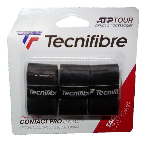 Overgrip Tecnifibre Contact Pro Preto Cartela Com 3 