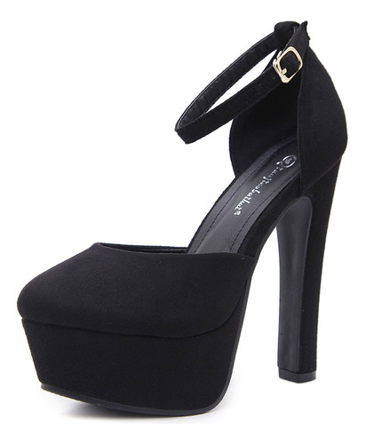 Zapatos Negros Con Plataforma Para Mujer De 14 Cm-2023