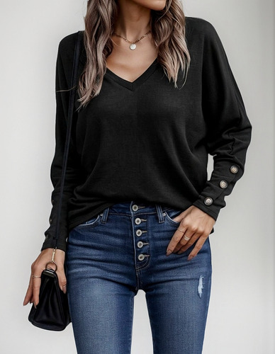 Sweaters Hermoso Delicado De Lanilla Amplios Escote En V