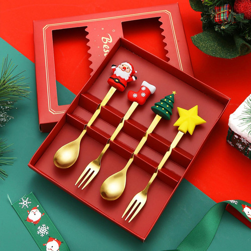 Juego De Tenedores Y Cucharas Navideñas, Juegos De