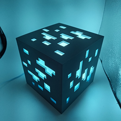 Lámpara Cubo Minecraft Bloque Piedra Diamante Oro Redstone