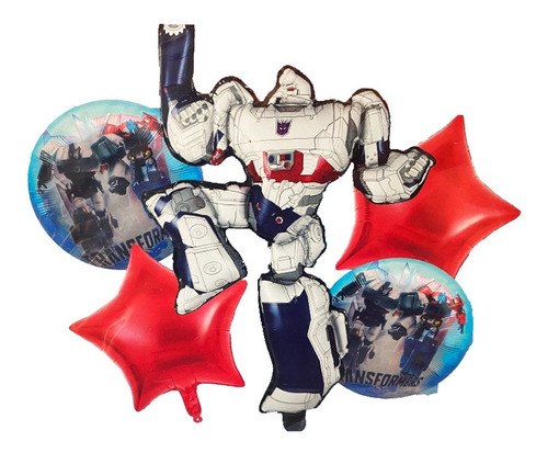 Kit 5 Globos Metálicos Megatron Transformers Fiesta Niños