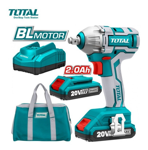 Llave Impacto Bateria Total 20v 2 Baterias + Bolso