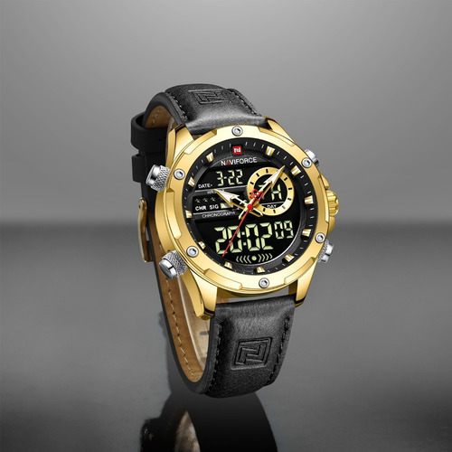 Naviforce Luxury Sport Cronógrafo Relojes De Cuero Para Homb